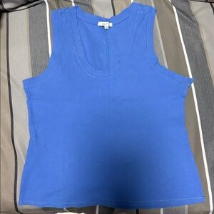 Z Supply Blue Ribbed Scoop Neck Tank Top